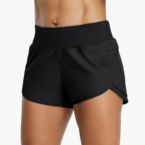 BALEAF Women's XL 3" Running Shorts w/ Liner Mid-Rise Stretch Wicking Black NWT